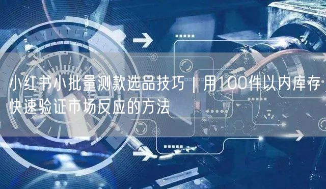 小红书小批量测款选品技巧｜用100件以内库存快速验证市场反应的方法