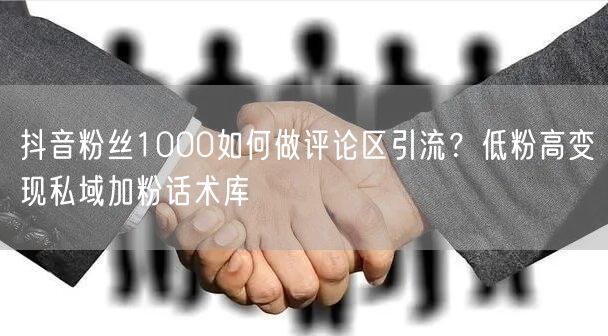 抖音粉丝1000如何做评论区引流？低粉高变现私域加粉话术库