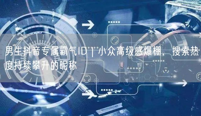 男生抖音专属霸气ID|小众高级感爆棚,搜索热度持续攀升的昵称