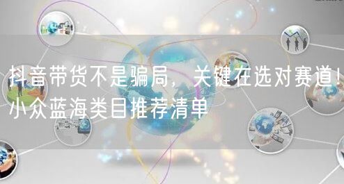 抖音带货不是骗局,关键在选对赛道!小众蓝海类目推荐清单