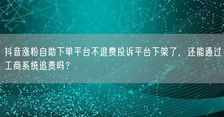 抖音涨粉自助下单平台不退费投诉平台下架了，还能通过工商系统追责吗？